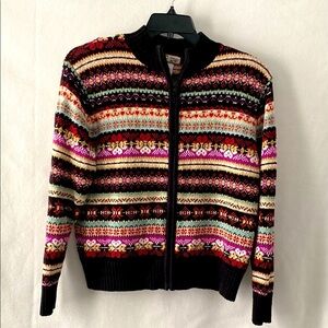 Heirloom Collectibles Size XL Multicolored Zippered Sweater with Shoulder Pads
